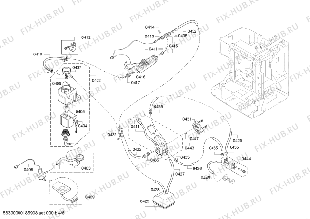 Схема №1 TES50651DE VeroCafe LattePro с изображением Боковая часть корпуса для электрокофемашины Siemens 00744820