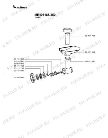 Взрыв-схема мясорубки Moulinex ME406185/350 - Схема узла TP003710.9P2