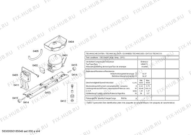 Взрыв-схема холодильника Bosch B10CB80NVB - Схема узла 04