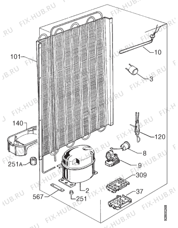 Взрыв-схема холодильника Aeg S3152-5DT - Схема узла Cooling system 017