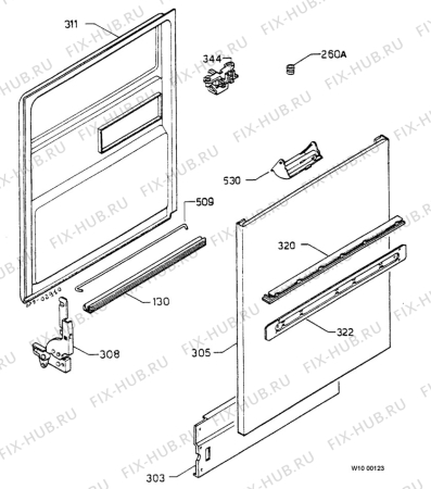 Взрыв-схема посудомоечной машины Juno Senking (N Js) SSI0360E - Схема узла Door 003