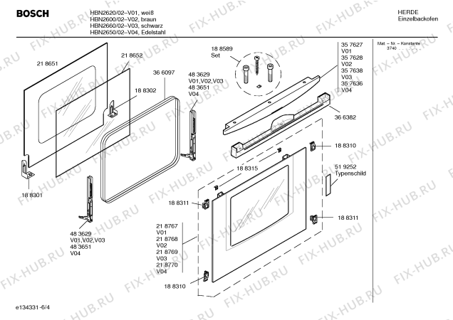 Схема №1 HBN2600 с изображением Инструкция по эксплуатации для плиты (духовки) Bosch 00580974