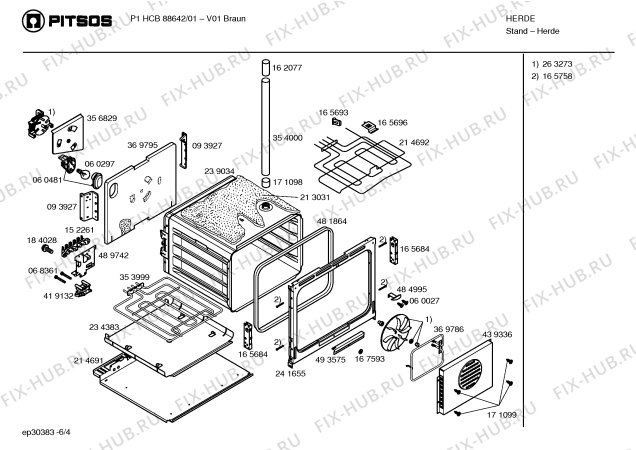 Взрыв-схема плиты (духовки) Pitsos P1HCB88642 - Схема узла 04