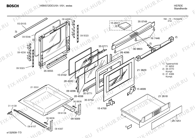 Схема №1 HSN572DEU с изображением Инструкция по эксплуатации для плиты (духовки) Bosch 00580911