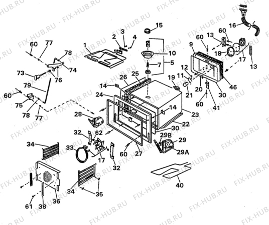 Взрыв-схема плиты (духовки) Atlas AEK2496B - Схема узла H10 Main Oven Cavity (large)