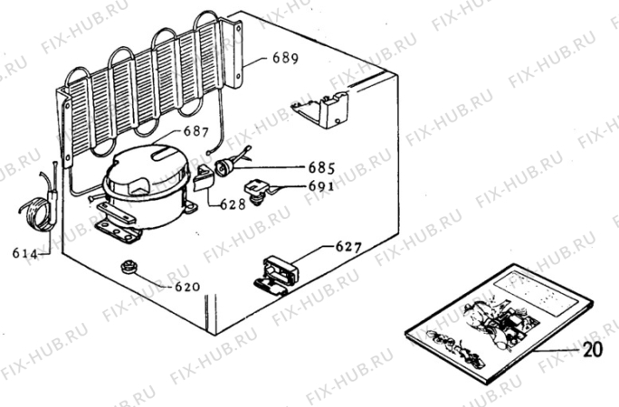 Взрыв-схема холодильника Zanussi ZB9502VR - Схема узла C10 Cold, users manual