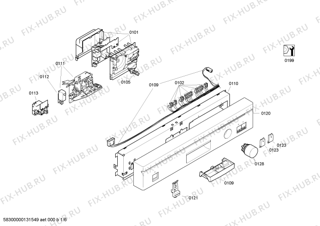 Схема №1 SE24E832TR с изображением Панель управления для посудомойки Siemens 00666618