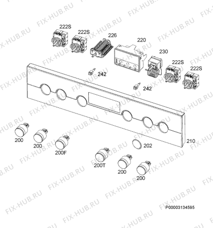 Взрыв-схема плиты (духовки) Aeg ECK456220M - Схема узла Command panel 037