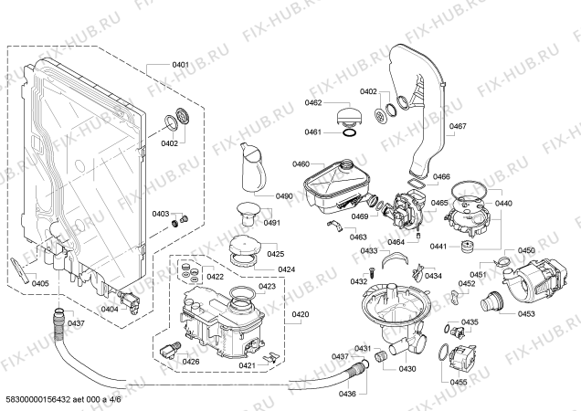 Взрыв-схема посудомоечной машины Siemens SX65M033EU - Схема узла 04