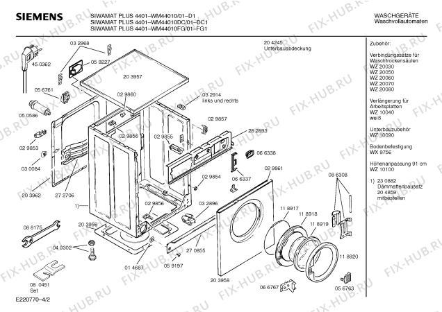 Схема №1 WM44010DC SIWAMAT PLUS 4401 с изображением Инструкция по эксплуатации для стиральной машины Siemens 00516172
