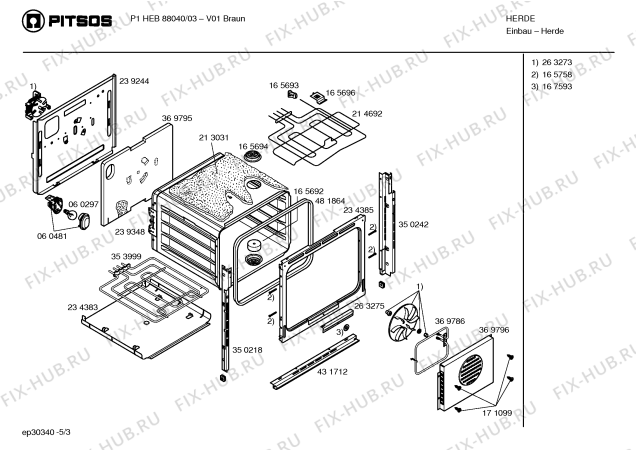 Схема №1 P1HEB88042 с изображением Панель управления для плиты (духовки) Bosch 00431999