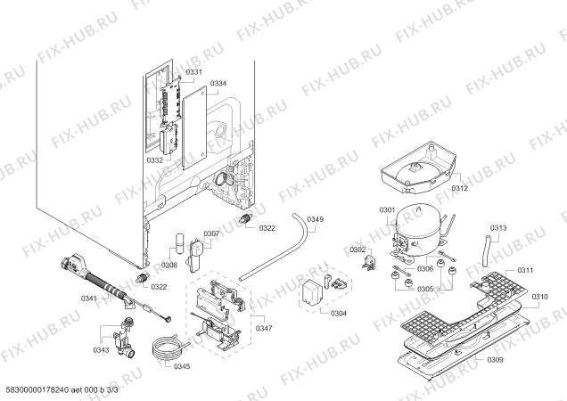 Схема №3 GS36DPW20 с изображением Дверь морозильной камеры для холодильной камеры Siemens 00712819