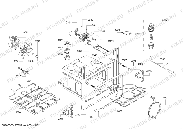 Взрыв-схема плиты (духовки) Bosch HBB74C350E H.BO.PY.C3D.IN.CARRO.B3/.X.E3_COT/ - Схема узла 03