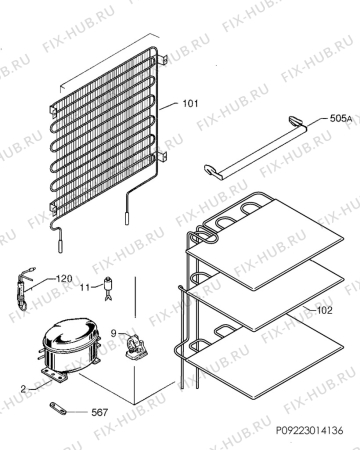 Взрыв-схема холодильника Zanussi ZFT810W1 - Схема узла Cooling system 017