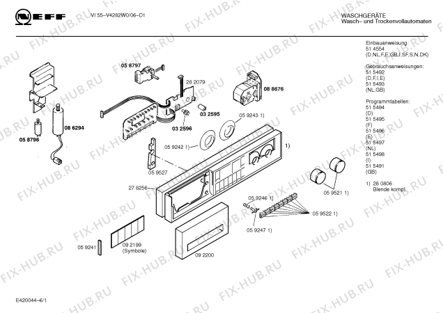 Схема №1 V4280W0GB GB 5062.11I с изображением Ручка для стиральной машины Bosch 00092200