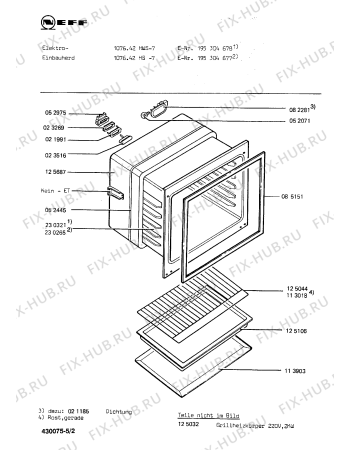 Взрыв-схема плиты (духовки) Neff 195304678 1076.42HWS-7 - Схема узла 02