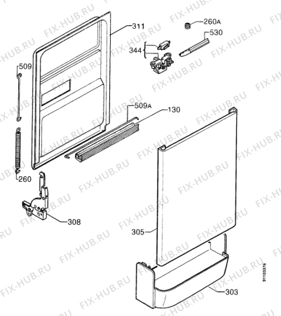 Взрыв-схема посудомоечной машины Zanussi DWS4704 - Схема узла Door 003