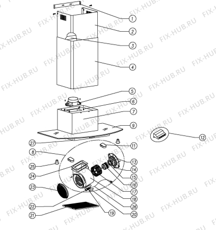 Схема №1 PV90GL с изображением Трубка для вентиляции DELONGHI DAU1570160