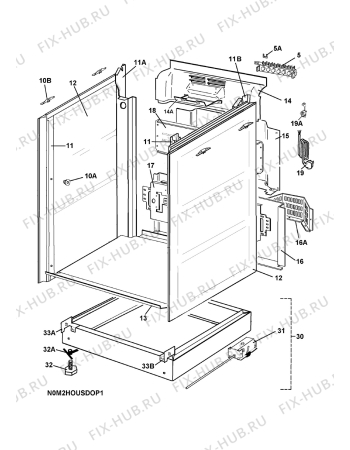 Взрыв-схема плиты (духовки) Husqvarna Electrolux QSG7240W 400V - Схема узла H10 Chassis