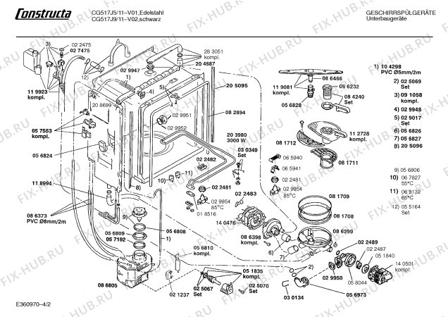 Взрыв-схема посудомоечной машины Constructa CG517J9 - Схема узла 02