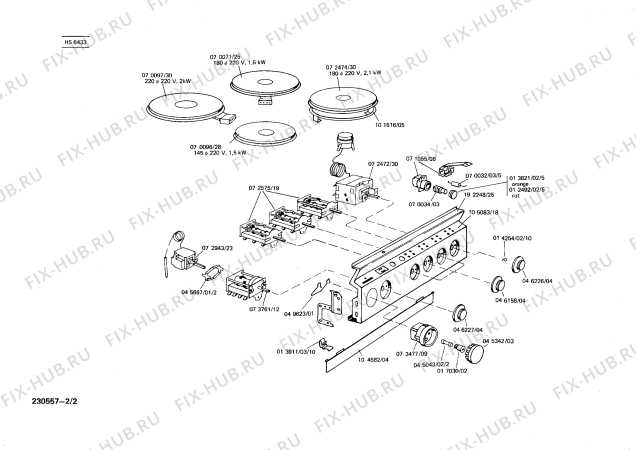 Взрыв-схема плиты (духовки) Siemens HS6433 - Схема узла 02