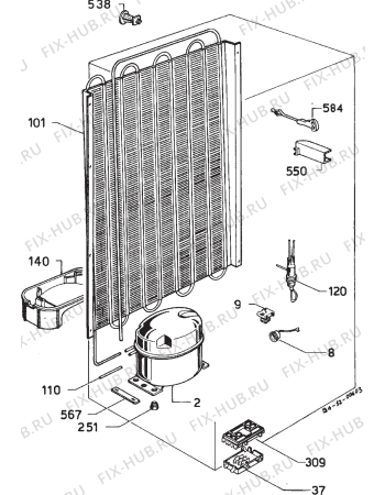 Взрыв-схема холодильника Rex RA24T - Схема узла Cooling system 017