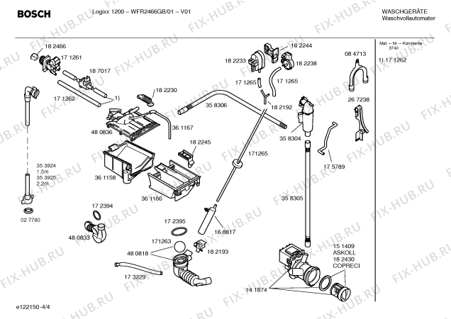 Схема №1 WFR2866GB Logixx 1400 с изображением Инструкция по установке и эксплуатации для стиралки Bosch 00581787
