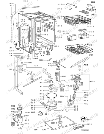Взрыв-схема посудомоечной машины Whirlpool ADG 9100 FD - Схема узла