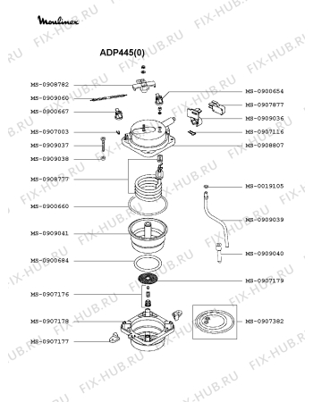 Взрыв-схема кофеварки (кофемашины) Moulinex ADP445(0) - Схема узла ZP001879.1P3