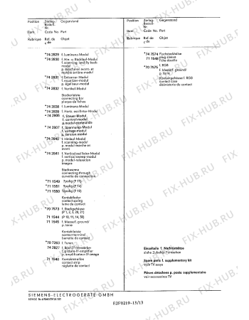 Взрыв-схема телевизора Siemens FC422 - Схема узла 13