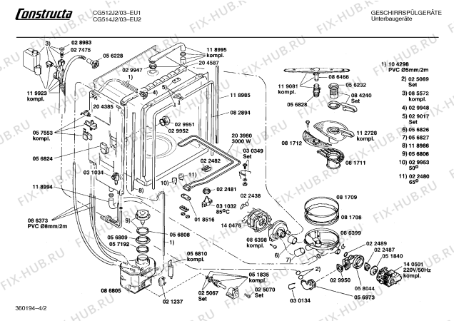 Схема №2 CG514J2 с изображением Панель для посудомойки Bosch 00272855