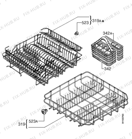 Взрыв-схема посудомоечной машины Zanussi DW697 - Схема узла Basket 160
