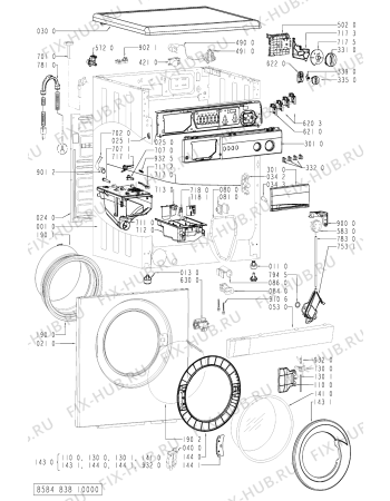 Схема №1 AWV 838 с изображением Обшивка для стиралки Whirlpool 481245213451