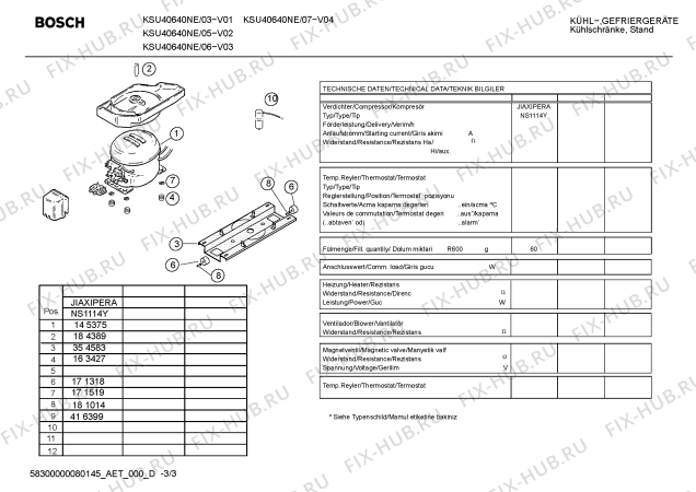 Взрыв-схема холодильника Bosch KSU40640NE - Схема узла 03