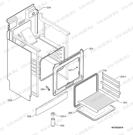 Взрыв-схема плиты (духовки) Zanussi ZCM6605W - Схема узла Housing 001