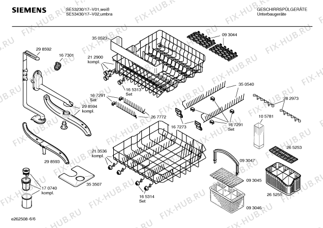Взрыв-схема посудомоечной машины Siemens SE53430 - Схема узла 06