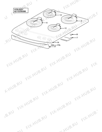 Взрыв-схема плиты (духовки) Zanussi Electrolux ZKC6010W - Схема узла H10 Hob