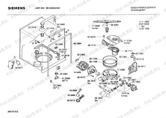 Взрыв-схема посудомоечной машины Siemens SN432050 - Схема узла 02