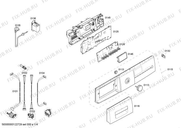 Схема №1 WM16E4S0 с изображением Панель управления для стиралки Siemens 00667212