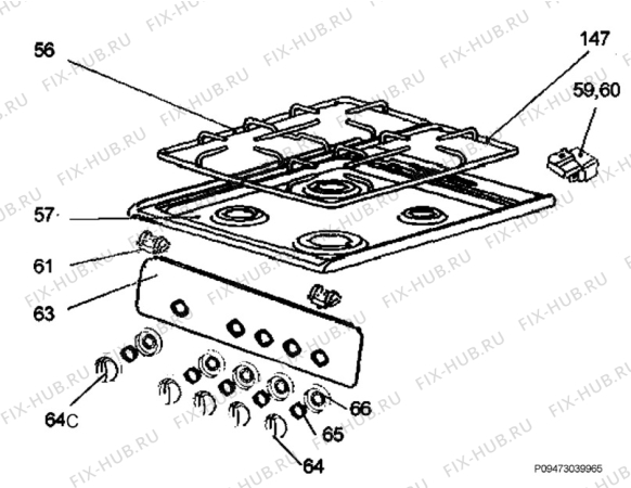 Взрыв-схема плиты (духовки) Zanussi ZCG556NW1 - Схема узла Section 4