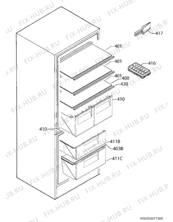 Взрыв-схема холодильника Aeg SCB5142VLS - Схема узла Internal parts