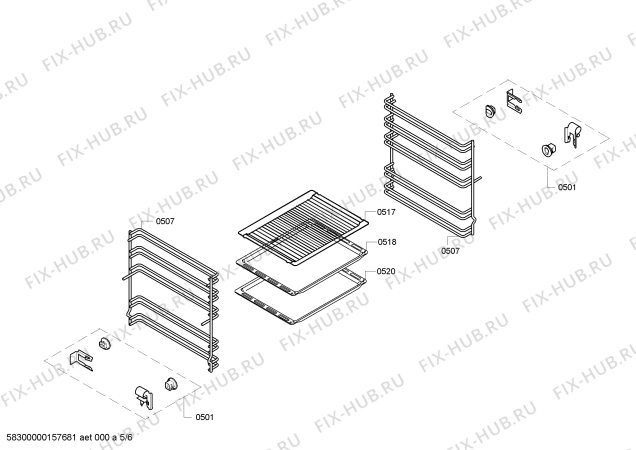 Взрыв-схема плиты (духовки) Siemens HP223210P - Схема узла 05