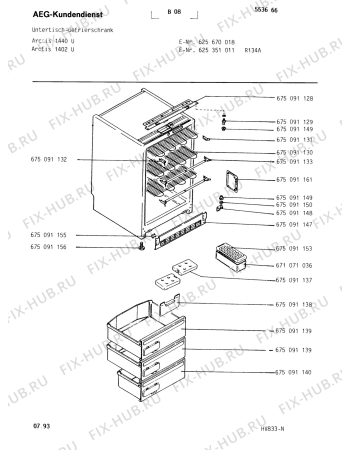 Взрыв-схема холодильника Aeg ARC1440 U - Схема узла Housing 001