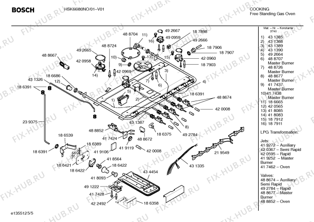 Схема №2 HSG45I50SF COCINA BOSCH PRO603 INOX 220V/Hz ARGENTINA с изображением Линза для плиты (духовки) Bosch 00488625