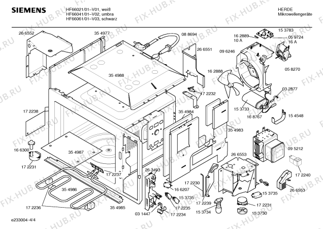 Взрыв-схема микроволновой печи Siemens HF66061 - Схема узла 04