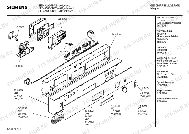 Схема №1 SE54A535GB с изображением Ручка выбора программ для посудомоечной машины Siemens 00416748