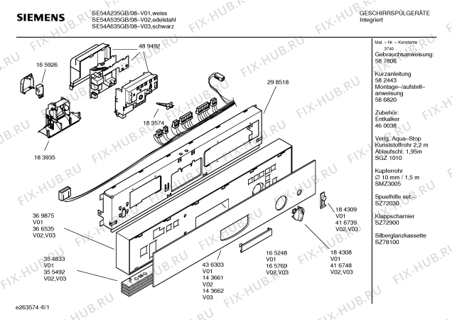 Схема №1 SE54A535GB с изображением Вкладыш в панель для посудомойки Siemens 00143662