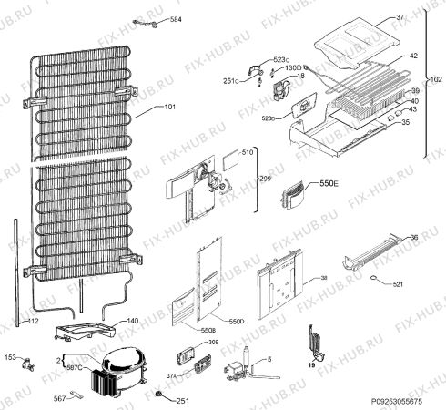 Взрыв-схема холодильника Ikea DYNAMISK 20222774 - Схема узла Cooling system 017