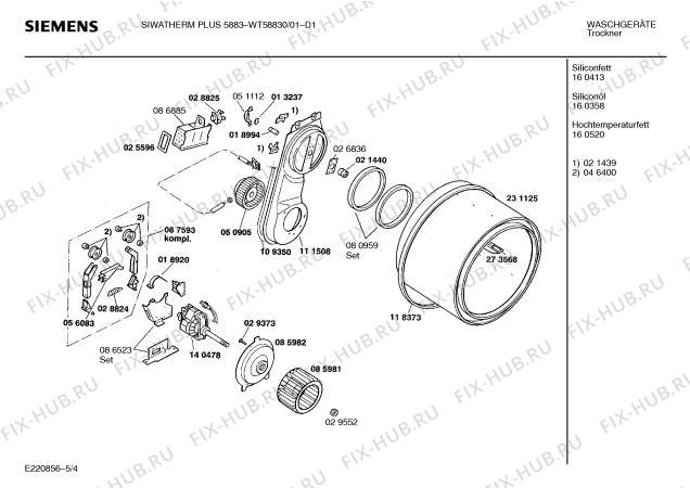 Схема №2 WT58830 Extraklasse 5883T с изображением Ручка для электросушки Siemens 00094430