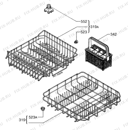 Взрыв-схема посудомоечной машины Zanussi DWS6706 - Схема узла Baskets, tubes 061